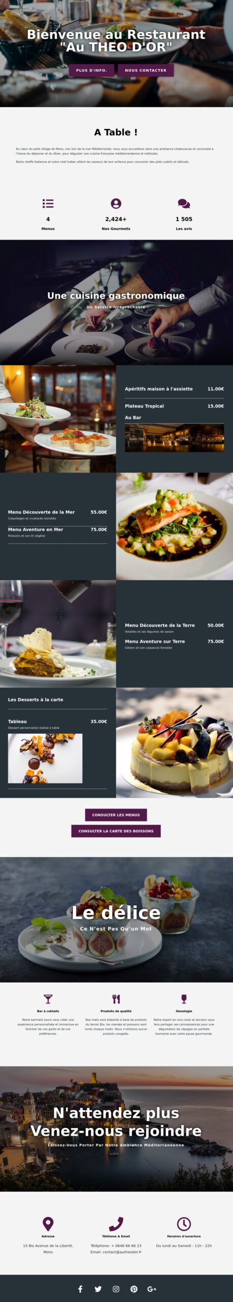 Site internet pour un Restaurant 'Portpolio création site web', JMTS NUMERIQUE_Conception_Webdesign 27940 Eure